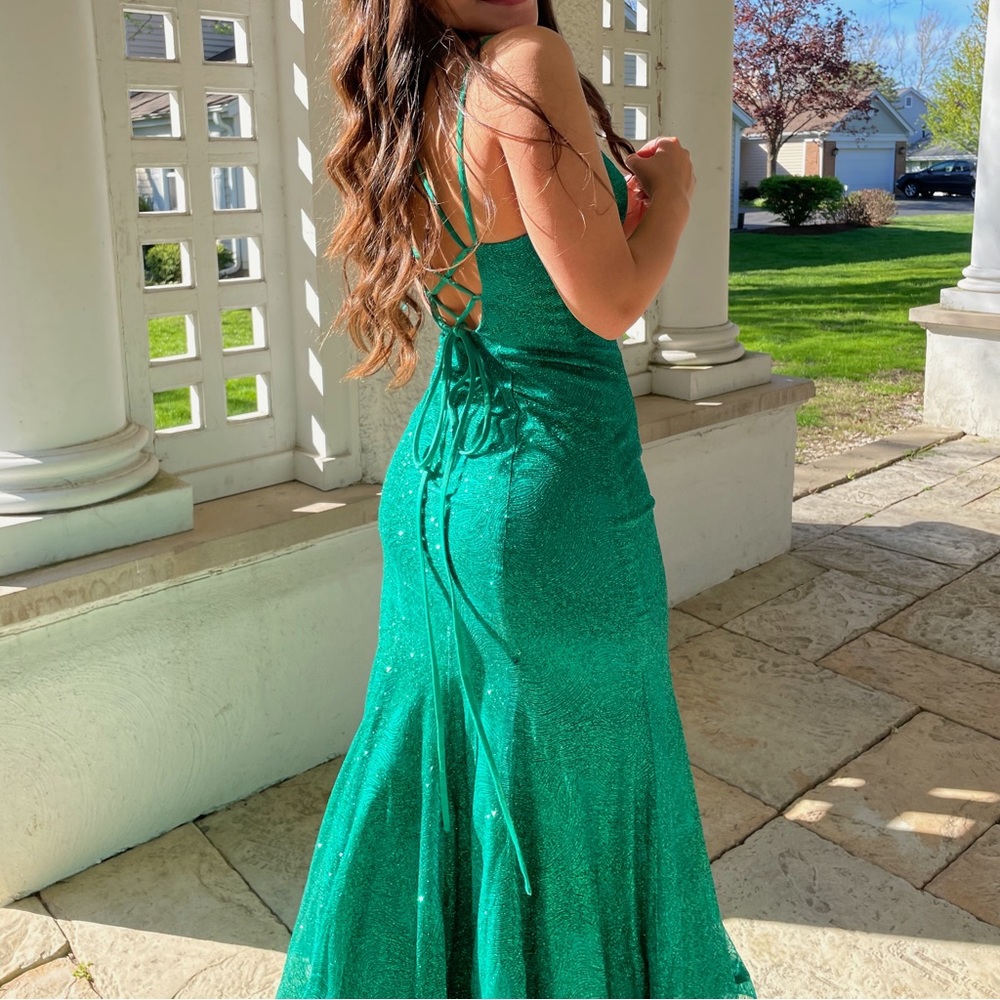 green sparkly prom dress